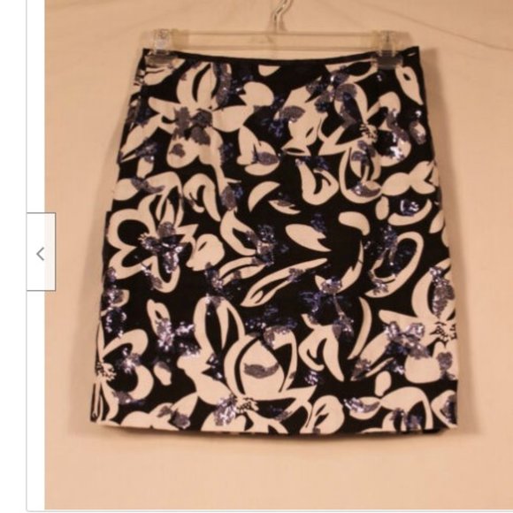 Transitions Black + White Floral Blue Sequin Skirt - Picture 5 of 5